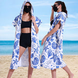 Hooded Zip Up Changing Robe Adult Microfiber Beach Towel Poncho Style 1