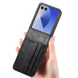 PU Wallet Card Holder Case Compatible With Samsung Galaxy Z Flip 6 7 8 with Stand Black