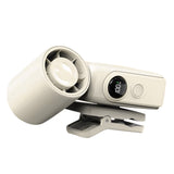 Handheld Turbo Fan Clip On with LED Display 4 Speeds 180 Tilt White