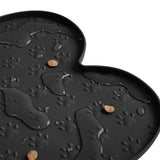 Dog Food Mats for Floors Waterproof Silicone Dog Bowl Mat with Raised Edge Black