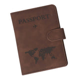 Passport Holder Protective Leather Cover Wallet With Secure Button Closure For Travel Essentials Coffee