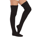 Pair of  Thigh High Socks Women Over Knee Socks Long Knee High Socks Long Winter Stockings Black