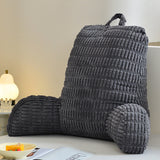 Bed Rest Backrest Cushion with Armrests Pocket Washable Cover Dark Grey