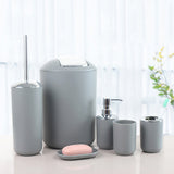 6PCS Bathroom Accessories Set Soap Dispenser Toothbrush Holder Gray