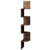 5 Tier Corner Zigzag DVD CD Storage Shelf Wall Mount Display Rack Brown