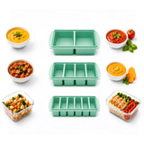 3PCS Silicone Freezer Trays with Lid For Meal Prep&Freezing Soup Stews Matcha Green