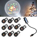 USB Powered Christmas Projector Light Moving Holiday Scene Projector with 4/10 Slides for Indoor Christmas Decorations