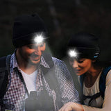 Unisex Wireless Bluetooth Headphone Hat LED Torch Beanies Black