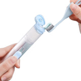 Travel Toothbrush with Built-in Toothpaste Container Kit Foldable Toothbrush for Camping Trip Sky Blue