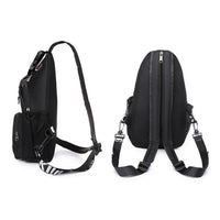 Water-resistant Travel Chest Pack Outdoor Shoulder Sling Bag Crossbody Bag with Earphone Hole Black