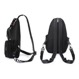Water-resistant Travel Chest Pack Outdoor Shoulder Sling Bag Crossbody Bag with Earphone Hole Black