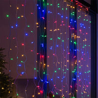 Solar Fairy Curtain Lights – Christmas Hanging String Lights for Window Backdrop Multicolor