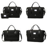 2Pcs Travel Weekender Bags Duffle Bag for Women with Shoe Compartment Black