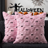 Halloween Ghost Decorative Pillow Cover Cute with Zipper for Home Office Pink