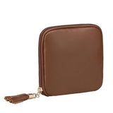 PU Leather Jewelry Organizer Bag Multi Compartment for Travel with Velvet Brown