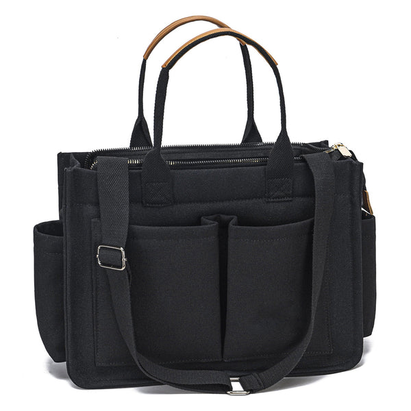 Large Canvas Tote Bag for Women Laptop Work Book Bags Crossbody Handbag Shoulder Travel Gym Bag Black
