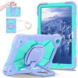 360 Rotating Stand Case for Samsung Tab A11 Plus A9 Plus with Strap Aqua Green