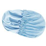 Reusable Polyester Satin Shower Cap Double-Layer Water-Resistant for Women Blue