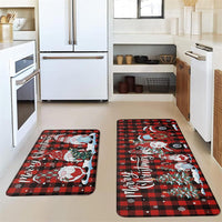 2PCS Christmas Floor Mats Set – Non-Slip Rugs for Kitchen Bathroom Living Room and Doorway Style 1