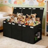 Foldable Toy Storage Organizer Box with Lid & Dividers Black Large