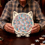 135-Piece Colored Cat-Shaped Wooden Jigsaw Puzzle with Stand for Cat Lovers Style 2