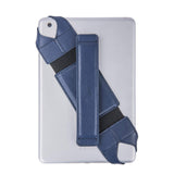 360 Degree Rotating Tablet Holder Stand with PU Leather Hand Strap Blue