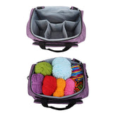 Yarn Storage Bag Wool Tote with Hooks Needles & Accessories Organizer Purple