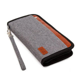 RFID Blocking Passport ID Card Holder Zipper Travel Wallet Grey
