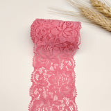 10 Yards Elastic Stretch Lace Trim Floral Ribbon for Sewing DIY Pink