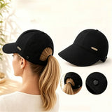 Wide Brim Sun Hat for Women Sun Hat with Ponytail Opening Foldable Adjustable Outdoor Hat for Beach Hiking Travel Black