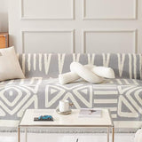 Boho Couch Cover Geometric Sofa Blanket Furniture Protector Grey