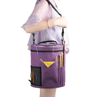 Large Capacity Knitting Tote Storage Bag Portable Yarn Organizer with Shoulder Strap Yarn Bags Purple