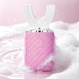 Electric 6 Modes Whole U Shaped Whole Mouth Brush Toothbrush for Adults Pink