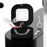 Retainer Case with Mirror and Removal Tool for Mouth Guard Storage Black