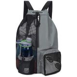 Drawstring Swim Bag Mesh Backpack with Wet Pocket for Swimming  Gym Workout Grey