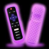 2 Pcs Glow in the Dark Silicone Remote Cover Case for Roku TV Remote Glow Purple