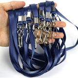 50PCS ID Badge Lanyards Polyester Flat with 360 Swivel Hooks Blue