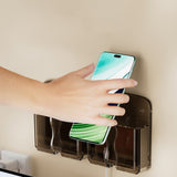 2 PCS No Drill Wall Phone Holder Clear Phone Stand for Home Black