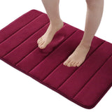 3 Pieces Set Water Absorption Bathroom Floor Mats Non-Slip Bath Mats Wine Red