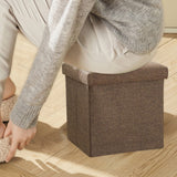 Foldable Shoe Bench Storage Ottoman with Thick Foam Seat Lid Coffee