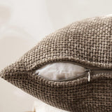 2 Pack Chenille Knit Throw Pillow Covers for Couch Sofa Bed Camel