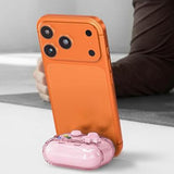 Case Cover for AirPods 4 Case Cover with Pressable Button Safety Lock & Phone Stand Clear Pink