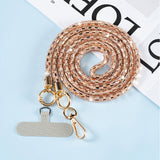 Rhinestone Crossbody Phone Lanyard with Wrist Strap Locking Clips Gold