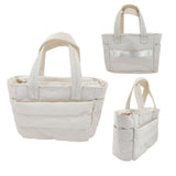 Puffer Tote Bag Quilted Puffy Handbag Lightweight Satchel Bag Beige