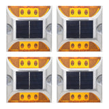 4 PCS Solar Deck Lights for Outdoor Roadway Driveway and Path Marking Yellow