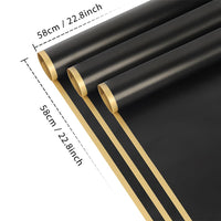 Set of 20 Sheets Flower Wrapping Paper Waterproof Floral Bouquet Packaging Paper for Wedding Birthday DIY Black Gold Edge