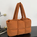 Puffer Tote Bag Large Quilted Puffy Handbag Lightweight Satchel Purse Caramel