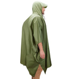 3-in-1 Hooded Rain Poncho for Adult with Pocket, Waterproof Lightweight Army Green