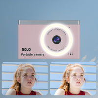 8X Zoom Digital Camera Point And Shoot Camera with 32GB Memory Card for Students Pink