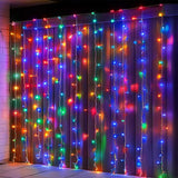 Solar Fairy Curtain Lights – Christmas Hanging String Lights for Window Backdrop Multicolor